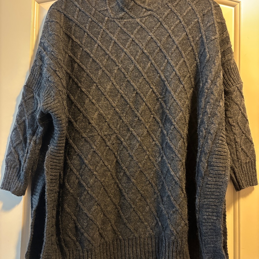 Elegant Charcoal Mersey Cable Knit Turtleneck Sweater